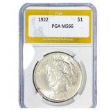 1922 Silver Peace Dollar PGA MS66