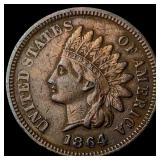 1864 Bronze Indian Head Cent NEARLY  UNCIRCULATED