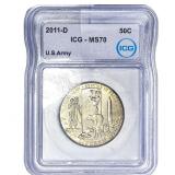 2011-D  ICG MS70 50C US ARMY
