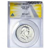 1958 Franklin Half Dollar ANACS PF67