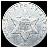 1860 Silver Three-Cent Piece CLOSELY UNCIRCULATED