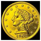 1905 Liberty Head Gold Quarter Eagle $2.50 CLOSELY