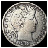 1915-D Silver Barber Half Dollar LIGHTLY CIRCULATE