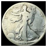 1921-S Silver Walking Liberty Half Dollar  LIGHTL