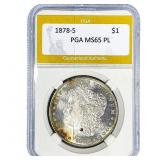1878-S Morgan Silver Dollar PGA MS65 PL