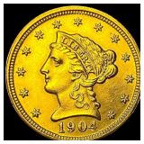 1904 Liberty Head Gold Quarter Eagle $2.50 CLOSELY