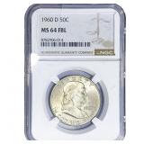 1960-D Franklin Half Dollar NGC MS64 FBL