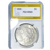 1926 Silver Peace Dollar PGA MS64