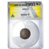 1868 Indian Head Cent ANACS GOOD4