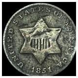 1851 Silver Three-Cent Piece NICELY CIRCULATED