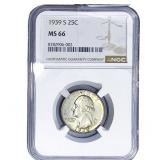 1939-S Washington Silver Quarter NGC MS66