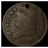 1809 Copper Half Cent (holed) NICELY CIRCULATED