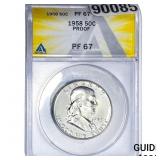 1958 Franklin Half Dollar ANACS PF67