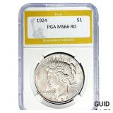 1924 Silver Peace Dollar PGA MS66 RD
