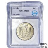 2011-D  ICG MS70 50C US ARMY