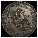 1850 Bank of Upper Canada Half Penny Token NEARLY