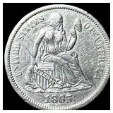 1865-S Seated Liberty Dime NEARLY  UNCIRCULATED