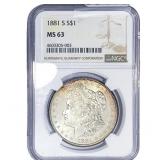 1881-S Morgan Silver Dollar NGC MS63
