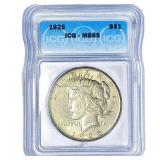 1925 Silver Peace Dollar ICG MS65