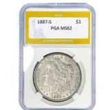 1887-S Morgan Silver Dollar PGA MS62