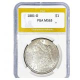 1881-O Morgan Silver Dollar PGA MS63