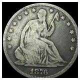 1876 Silver Half Dollar (Seated Liberty) LIGHTLY C