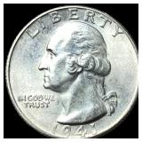 1941-S Silver Washington Quarter CHOICE BU