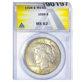 1928 Silver Peace Dollar ANACS MS62