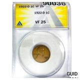 1922-D Wheat Cent ANACS VF25