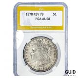 1878 REV 79 Morgan Silver Dollar PGA AU58