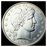 1907-D Silver Barber Half Dollar CLOSELY  UNCIRCU