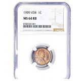 1909 Wheat Cent NGC MS64 RB