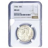 1946 Walking Liberty Half Dollar NGC MS63