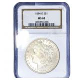 1884-O Morgan Silver Dollar NGC MS63