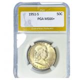 1951-S Franklin Half Dollar PGA MS66+