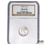 1941-S Mercury Silver Dime NGC MS67 FB