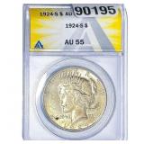 1924-S Silver Peace Dollar ANACS AU55