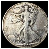 1938-D Silver Walking Liberty Half Dollar NEARLY U