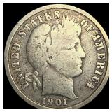 1901-S Silver Barber Dime NICELY CIRCULATED
