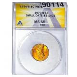 1970-S Wheat Cent ANACS MS65 SMALL DATE