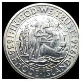 1936 Silver Rhode Island Tercentenary Half Dollar