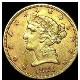 1881 Liberty Head Half Eagle $5 Gold CLOSELY UNCIR