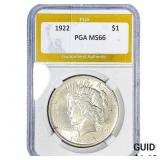 1922 Silver Peace Dollar PGA MS66
