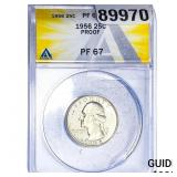 1956 Washington Silver Quarter ANACS PF67 PROOF