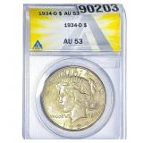 1934-D Silver Peace Dollar ANACS AU53