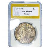 1885-O Morgan Silver Dollar PGA MS65+ Monster