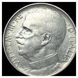 1921-R Italy Silver 50 Centesimi Reeded Edge