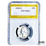 1936-D Washington Silver Quarter PGA MS64
