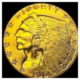 1914 Indian Head Gold $2.5 Quarter Eagle UNCIRCULA