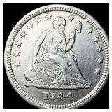 1844-O Silver Seated Liberty Quarter CLOSELY  UNC